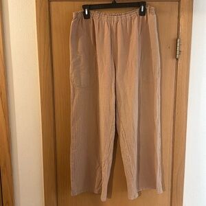 Oh My Gauze Women’s Gauze Cotton Pull On Pants Tan Size L/XL (2)